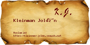 Kleinman Jolán névjegykártya